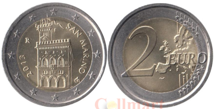  Сан-Марино. 2 евро 2013 год. Дворец Правительства. 