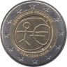  Франция. 2 евро 2009 год. 10 лет монетарной политики ЕС (EMU) и введения евро. 