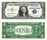  Бона. США 1 доллар 1957 год. Джордж Вашингтон. (Серебряный сертификат - синяя печать) № 419b (F) 