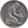  Германия (ФРГ). 50 пфеннигов 1981 год. Женщина, сажающая росток дуба. (G) 