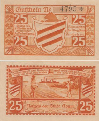 Бона. Германия. Хойм 25 пфеннигов 1921 год. Пашня. Нотгельд. (XF)