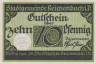  Бона. Германия. Райхенбах-им-Фогтланд 10 пфеннигов 1919 год. Нотгельд. (XF) 