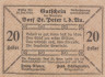  Бона. Австрия. Санкт-Петер-ин-дер-Ау 20 геллеров 1920 год. Нотгельд. (XF) 