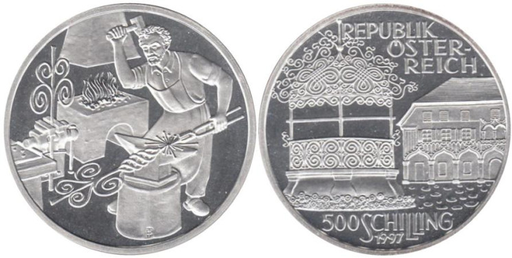  Австрия. 500 шиллингов 1997 год. Кузнечное дело. 
