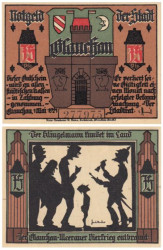 Бона. Германия. Глаухау 75 пфеннигов 1921 год. Пивная военная серия (Май, Вар. 1). Нотгельд. (XF)