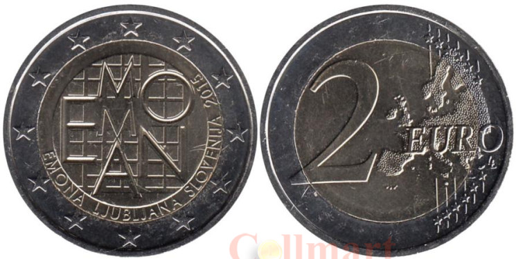  Словения. 2 евро 2015 год. 2000 лет каструму Эмона. 