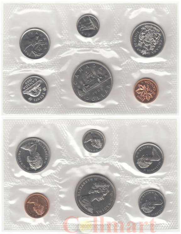  Канада. Набор монет 1969 год. Официальный годовой набор. (6 штук) 