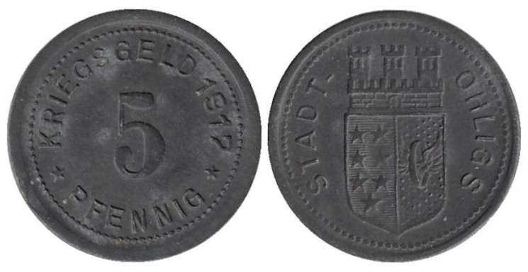  Германия. Олигс. 5 пфеннигов 1917 год. Нотгельд. 