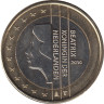  Нидерланды. 1 евро 2010 год. Портрет королевы Беатрикс в профиль. 