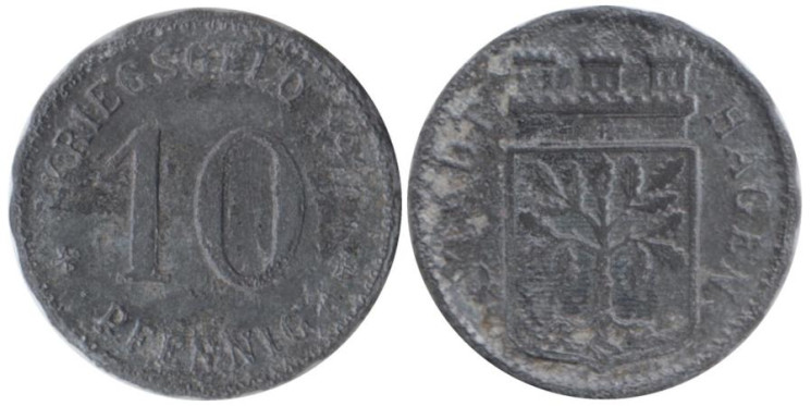  Германия. Хаген. 10 пфеннигов 1917 год. Нотгельд. 