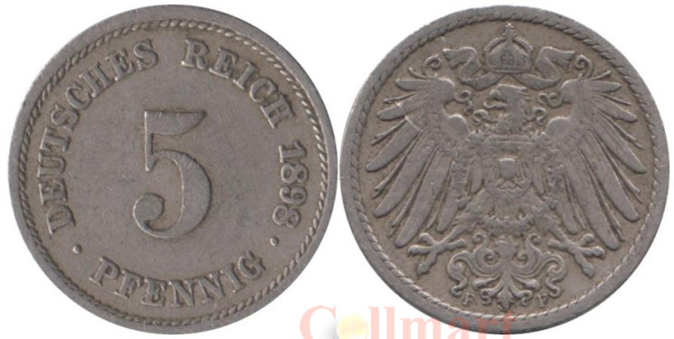  Германская империя. 5 пфеннигов 1898 год. (F) 