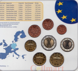 Германия. Годовой набор евро монет 2002 года в банковской запайке. (J)