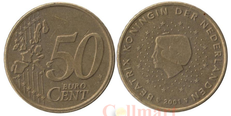  Нидерланды. 50 евроцентов 2001 год. 