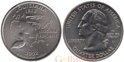 США. 25 центов 2002 год. Квотер штата Луизиана. (D)