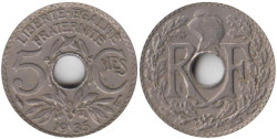 Франция. 5 сантимов 1935 год. Фригийский колпак.