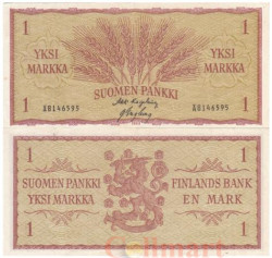 Бона. Финляндия 1 марка 1963 год. Колосья пшеницы. (VF)