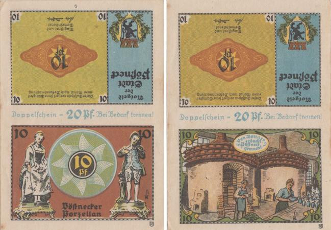  Бона. Германия. Пёснек 10+10 пфеннигов 1921 год. Нотгельд. (VF) 