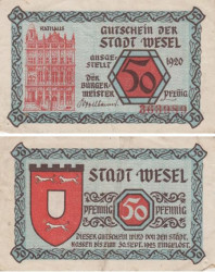 Бона. Германия. Везель 50 пфеннигов 1920 год. Нотгельд. (VF)