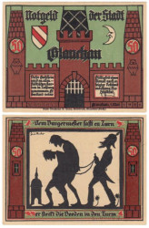 Бона. Германия. Глаухау 50 пфеннигов 1921 год. Пивная военная серия (Вар. 6). Нотгельд. (XF)