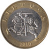  Литва. 2 лита 2010 год. Герб Литвы - Витис. 