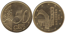 Андорра. 50 евроцентов 2014 год. Церковь Санта-Колома.