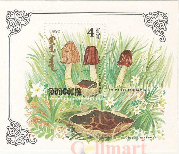  Почтовый блок. Монголия. Грибы (1991). 