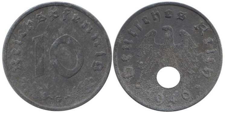  Германия - Третий рейх. 10 рейхспфеннигов 1940 год. (G) 