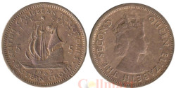 Восточные Карибы. 5 центов 1962 год. Галеон "Золотая лань" сэра Френсиса Дрейка.