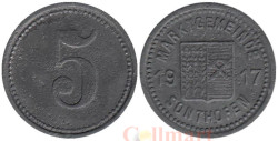 Германия. Зонтхофен. 5 пфеннигов 1917 год. Нотгельд.