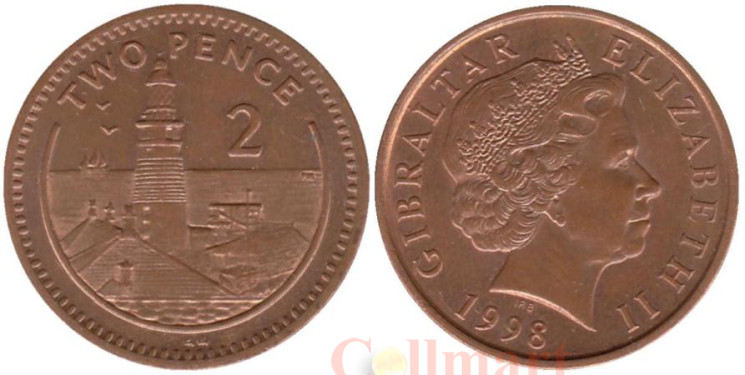  Гибралтар. 2 пенса 1998 год. Маяк. (AA) 