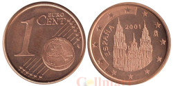 Испания. 1 евроцент 2001 год.