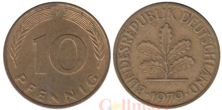  ФРГ. 10 пфеннигов 1979 год. (F) 