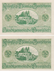 Бона. Германия. Брайзах-ам-Райн 50 пфеннигов 1919 год. Нотгельд зеленый. (XF)