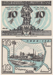 Бона. Германия. Херне 10 пфеннигов 1921 год. Нотгельд. (XF)