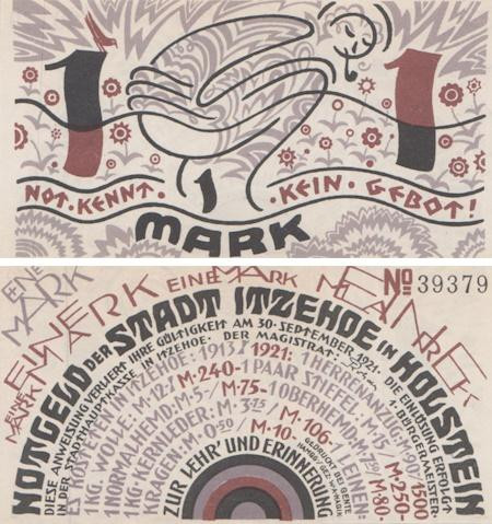  Бона. Германия. Итцехо 1 марка 1921 год. Нотгельд. (XF) 