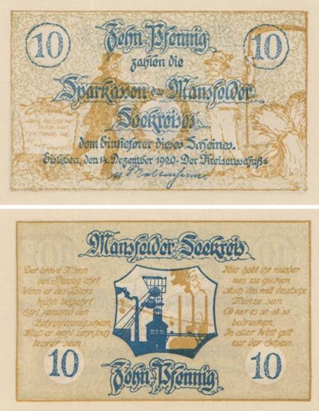  Бона. Германия. Мансфельд 10 пфеннигов 1920 год. Нотгельд. (XF) 