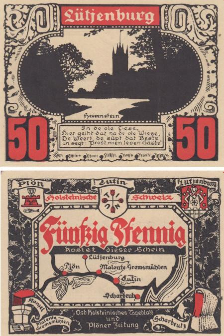  Бона. Германия. Лютенбург 50 пфеннигов без года (вариант 2). Нотгельд. (XF) 