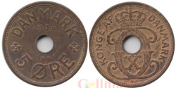 Дания. 5 эре 1938 год. Король Кристиан X.
