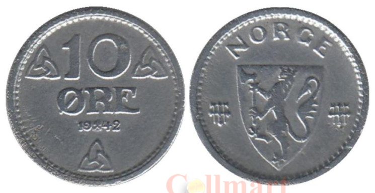  Норвегия. 10 эре 1942 год. 