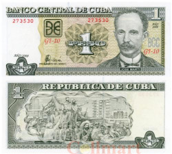 Бона. Куба 1 песо 2008 год. Хосе Марти. (Пресс)