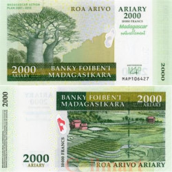 Бона. Мадагаскар 2000 ариари (10000 франков) 2007 год. Мадагаскарский план действий на 2007-2012 годы. (Пресс)