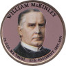  США. 1 доллар 2013 год. 25-й президент Уильям Мак-Кинли (1897–1901). цветное покрытие. 