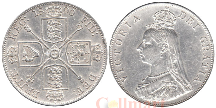  Великобритания. 4 шиллинга (2 флорина) 1890 год. Королева Виктория. 
