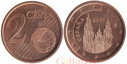 Испания. 2 евроцента 2001 год.