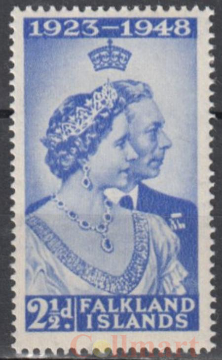  Марка. Фолклендские острова 1938 год. Серебряная годовщина свадьбы короля Георга VI и королевы Елизаветы. 