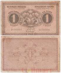 Бона. Финляндия 1 марка 1918 год. Тюльпаны. (F-)