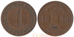 Веймарская республика. 1 рейхспфенниг 1934 год. (J)