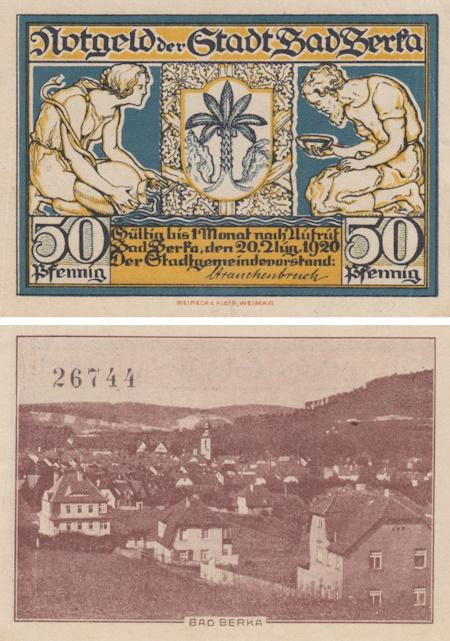  Бона. Германия. Бад-Берка 50 пфеннигов 1920 год. Нотгельд. (XF) 