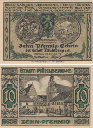 Бона. Германия. Мюльберг (Эльба) 10 пфеннигов 1921 год. Нотгельд. (XF)