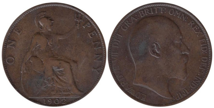  Великобритания. 1 пенни 1902 год. 